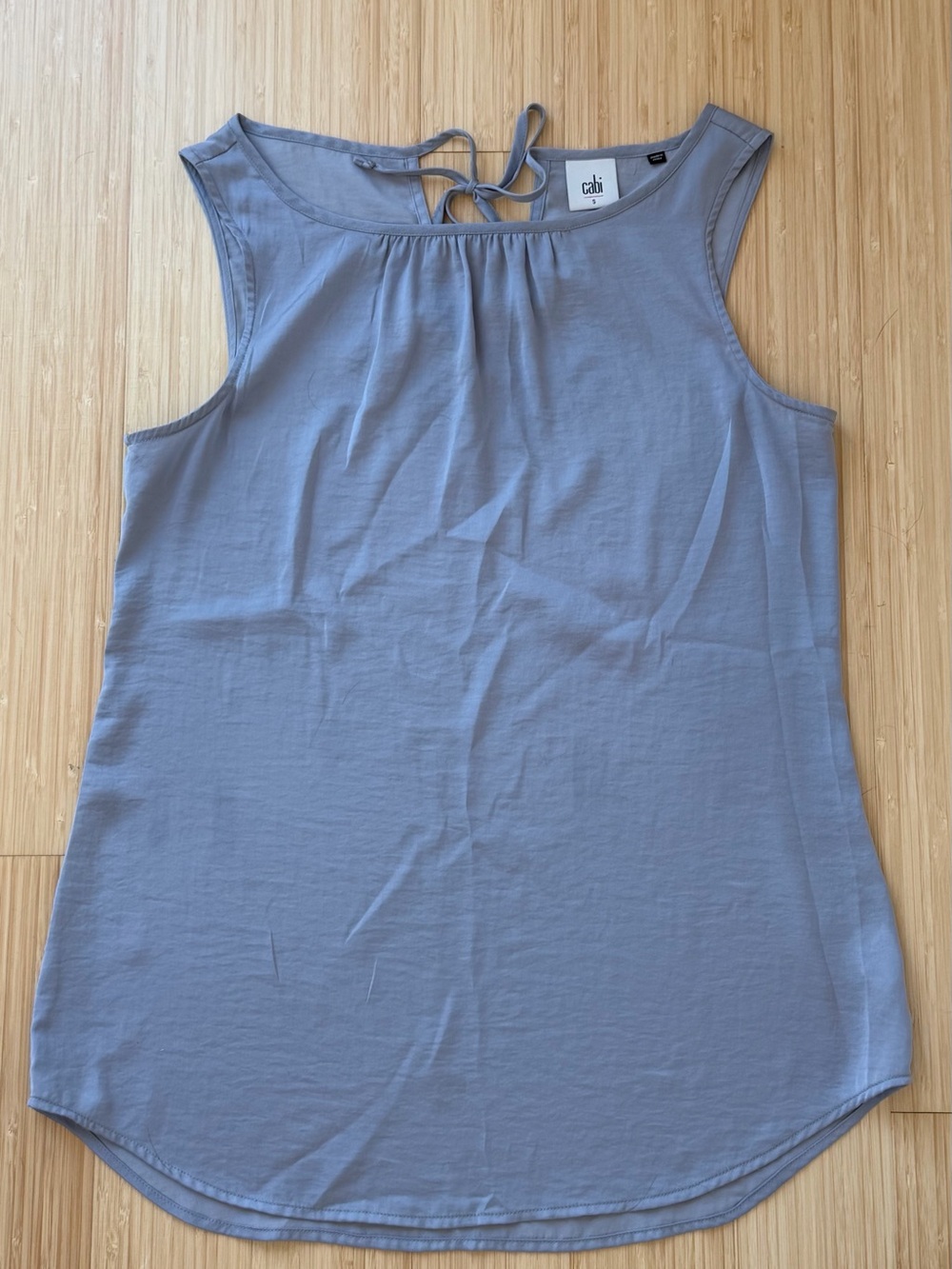 CABI Silk Tie-Back Blouse in Dusty Blue